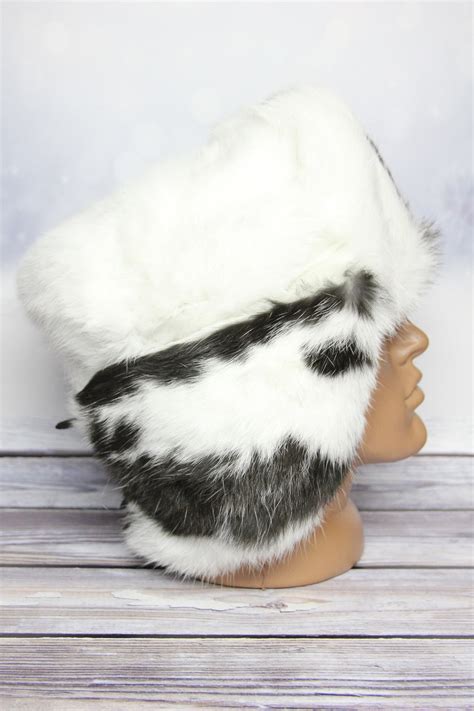 Winter Rabbit Fur Hat Natural Ushanka Hat Russian Winter Fur Etsy