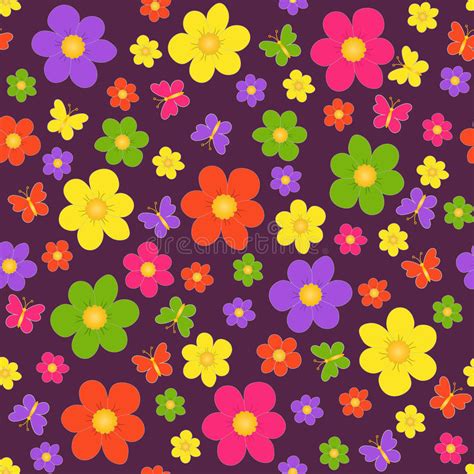 Colorful Seamless Pattern Of Flower Stock Vector Illustration Of