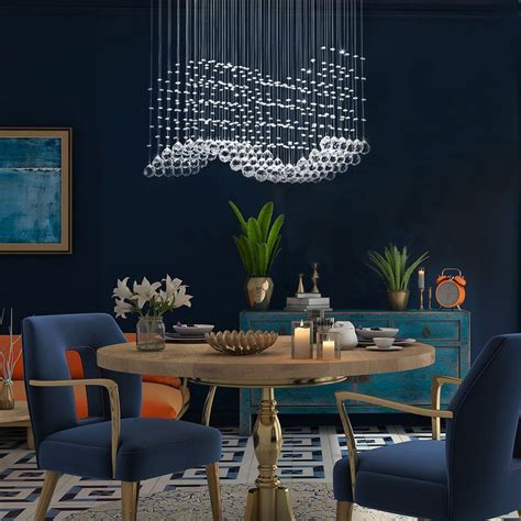 Minka aire light wave 52 in integrated led indoor silver ceiling fan with remote control f844 sl the home depot. Rectangular Raindrop Wave Crystal Chandelier in 2020 ...