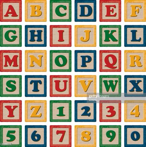 Wooden Childrens Toy Alphabet Blocks Set High Res Vector Graphic