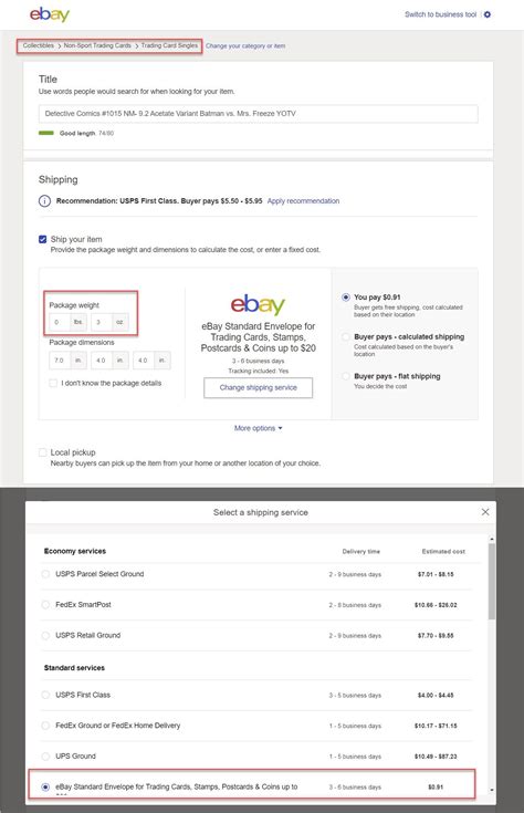 eBay Standard Envelope Offered In Categories That Don't Qualify