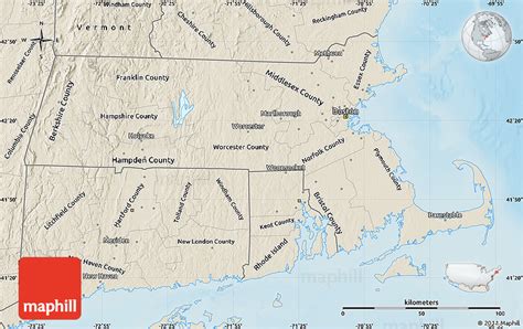 Shaded Relief Map Of Massachusetts