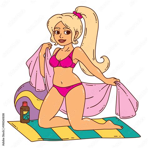 beautiful hot girl in bikini on a beach stock vector adobe stock