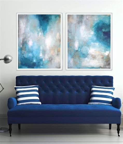 Extra Large Abstract Painting Original Teal Blue Wall Art