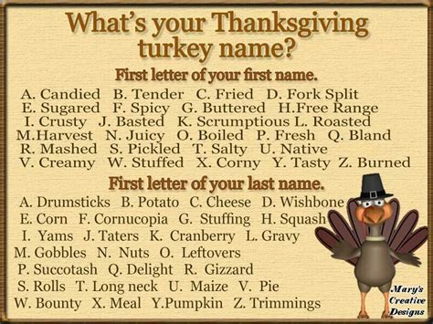 What Is Your Turkey Name Printable
