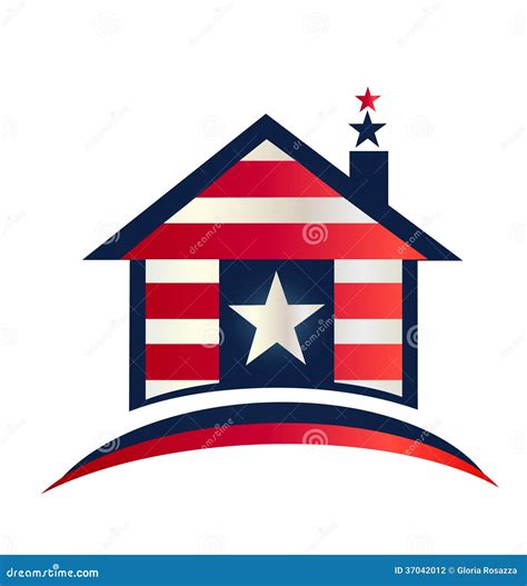 House With American Flag Design Logo Stock Photography Image 37042012