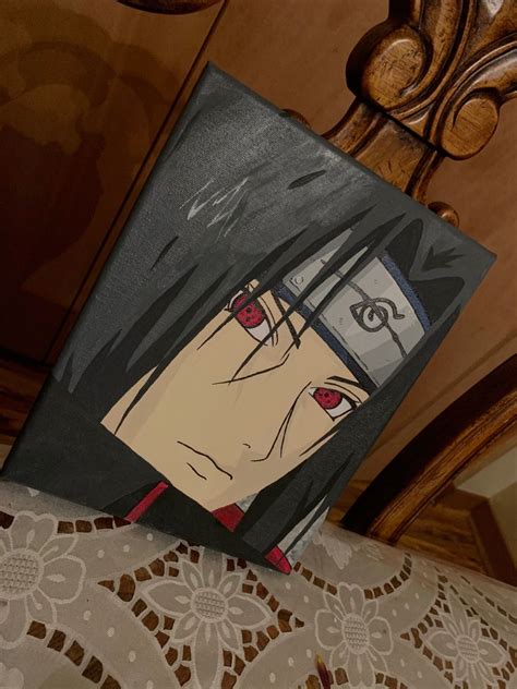 A Painting Of An Anime Character On A Table