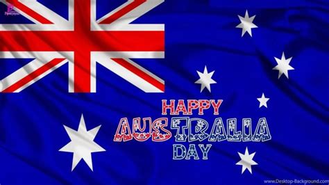 Happy Australia Day Australian Flag In Background