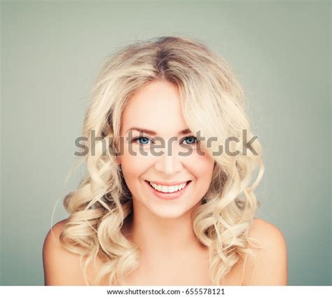 Happy Blonde Woman Blonde Curly Hair Stock Photo 655578121 Shutterstock