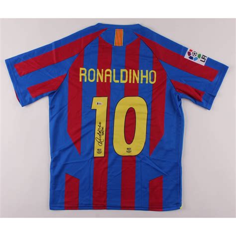 Ronaldinho Signed Fc Barcelona Jersey Beckett Coa Pristine Auction