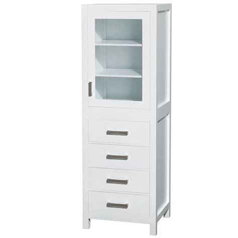 Wyndham Collection Sheffield 24 Inch Linen Tower In White With Shelved