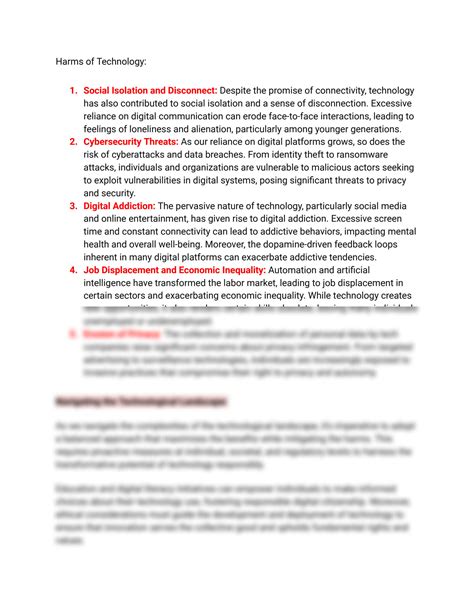 SOLUTION: The double edged sword of technology unveiling its benefits