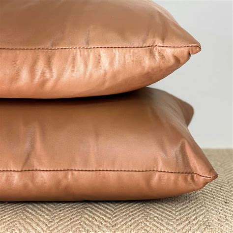 Tan Leather Cushion Cover Plain Nappa Leather Cushion Eluxury Home