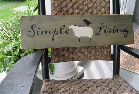 Country Primitive Wooden Sign Simple Living Sheep Sign
