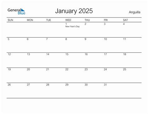January 2025 Calendar With Anguilla Holidays