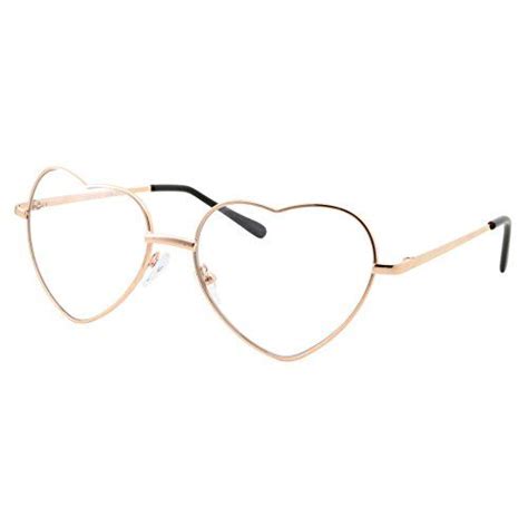 Grinderpunch Heart Shaped Gold Clear Lens Eye Glasses Sunglasses Acessórios Vintage
