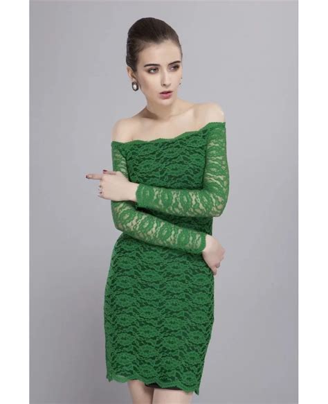 Sexy Tight Green Lace Off Shoulder Mini Dress Dk130 744