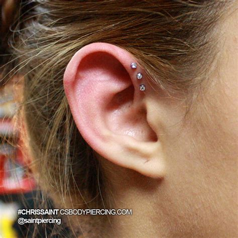 Triple Helix Piercing 3 Diamonds On The Ear Triple Forwa Flickr