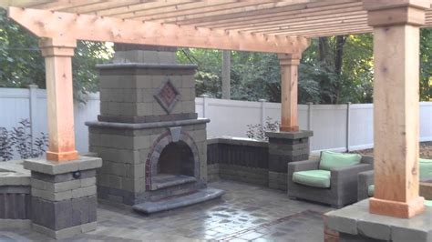 Birmingham Michigan Outdoor Fireplace With A Cedar Pergola