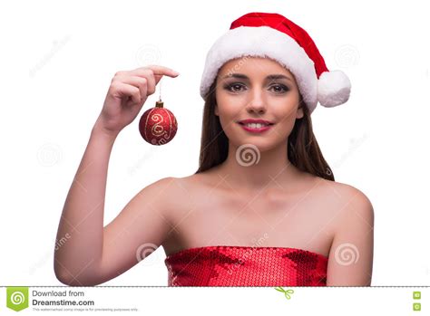Santa Girl In Christmas Concept On White Stock Image Image Of Costume Maiden 78793421
