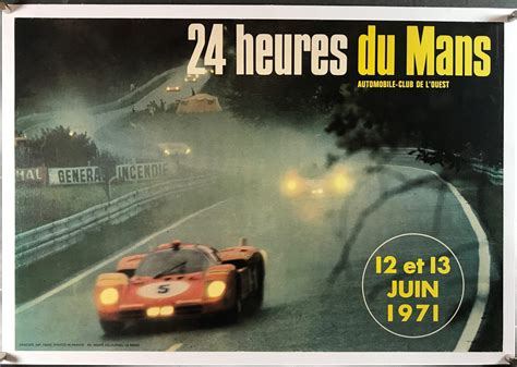 Heures Du Mans Original Motor Racing Poster Steve Mcqueen Original Vintage Movie Posters