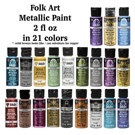 Folk Art Metallic Paint 2oz In 21 Beautiful Iridescent Colors Etsy