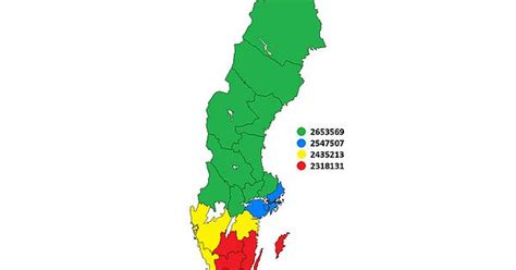 sweden divided into 4 parts with roughly the same population europe
