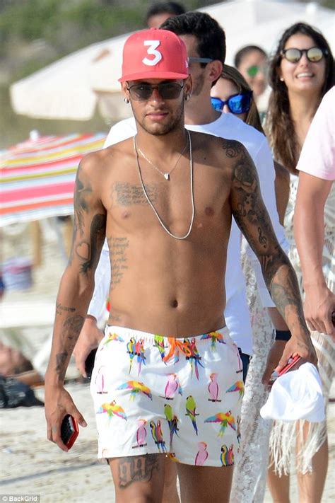 Shirtless Neymar Hits Beach With Stunning Blonde In Ibiza Daily Mail Online