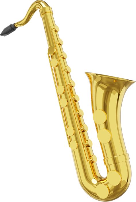 Free Saxophone Gold Metal Musical Instrument From Side 3d Rendering