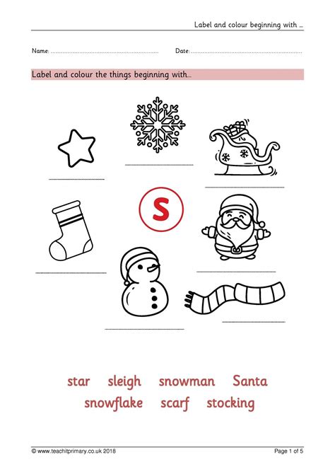 Christmas initial sounds - label and colour | Initial sounds, Initial sounds worksheets, Reading 