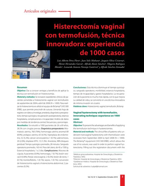 Histerectom A Vaginal Con Termofusi N T Cnica