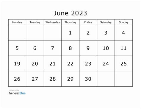 Printable June 2023 Calendar