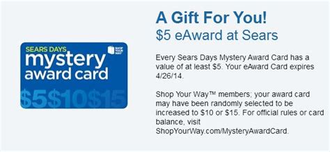 Check spelling or type a new query. Free $5-$15 Sears/Kmart Gift Card (Check Your Emails) - HEAVENLY STEALS