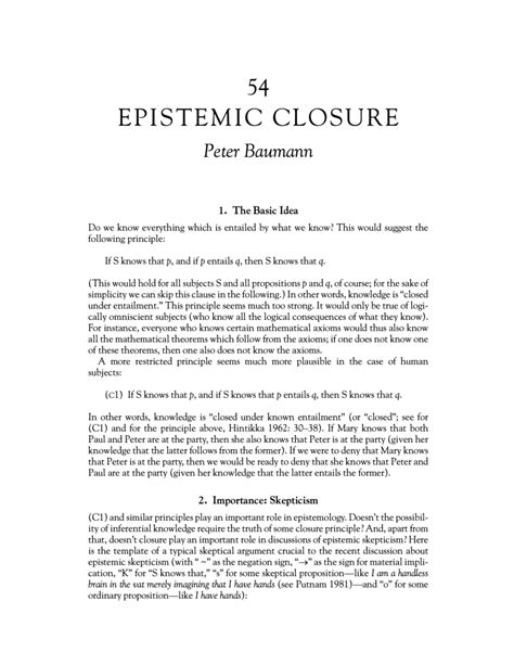 Pdf Epistemic Closure
