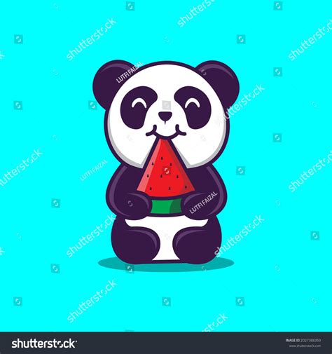 Cute Panda Eating Watermelon Character Cartoon Stock Vector Royalty