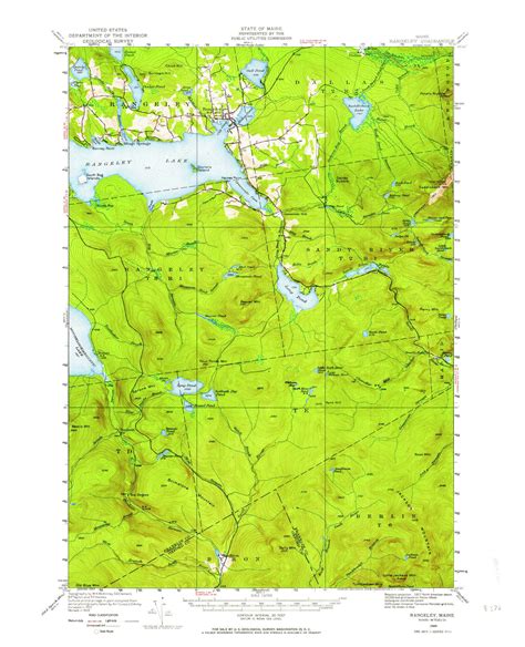 Rangeley Maine 1949 1964 Usgs Old Topo Map Reprint 15x15 Me Quad