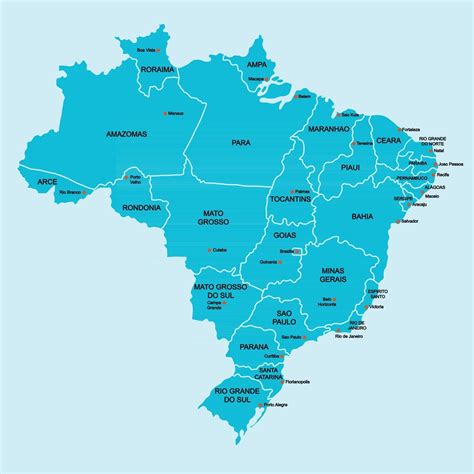 Doodle Freehand Drawing Brazil Political Map With Major Cities Vector Illustration