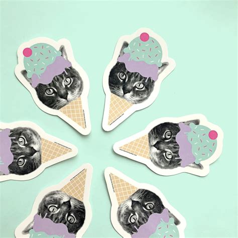 Fancy Seeing You Here — Gee Whiskers Ice Cream Cat Sticker Or Magnet