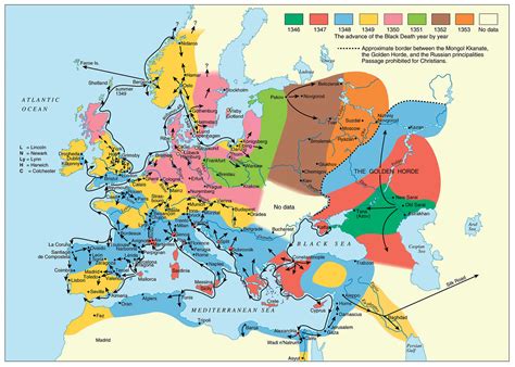 Spread Of The Black Death From The Original Outbreak To Its End 1346