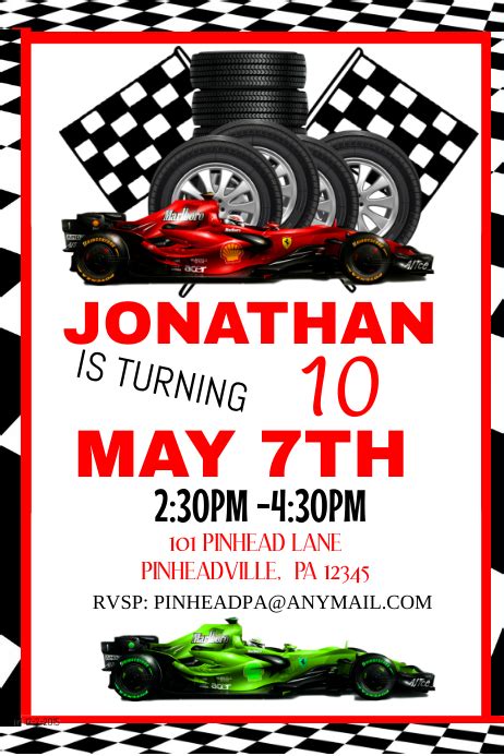 Download Editable Race Car Birthday Invitation Template Free Invite