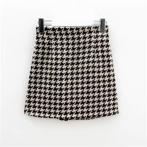 Houndstooth Check Mini Skirt J17 Lewkin