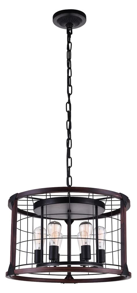 Modern chandelier cylindique 5 light pendant chrome black drum large sheer shade. Crystal World 6 Light Drum Shade Pendant With Black Finish ...