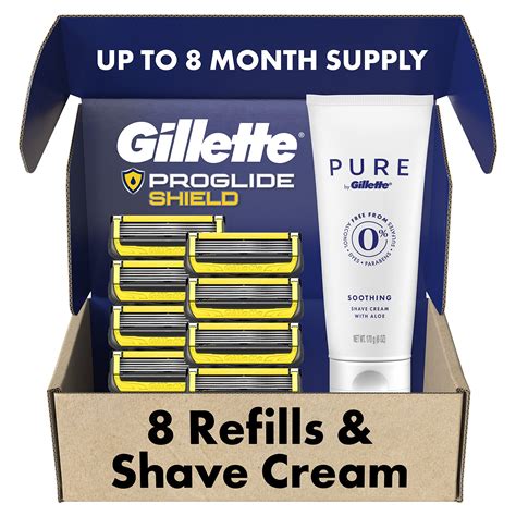 gillette proglide shield mens razors 8 razor blade refills plus gillette pure mens soothing