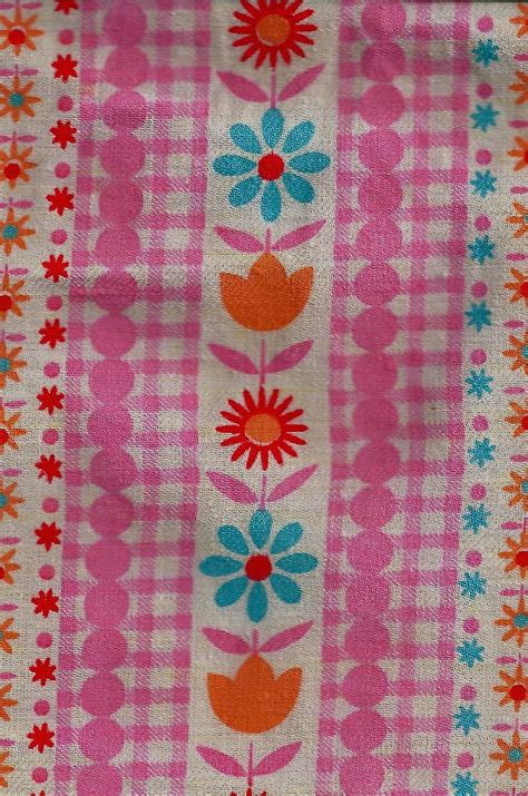 1970s Pink Folky Fabric Retro Fabric Colorful Fabric Patterns