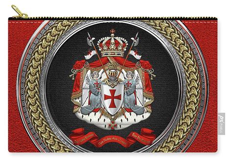 knights templar coat of arms special edition over red leather zip pouch by serge averbukh pixels