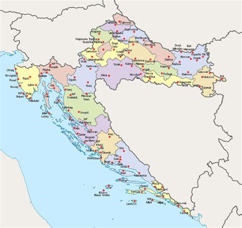 Kroatien Karte Regionen