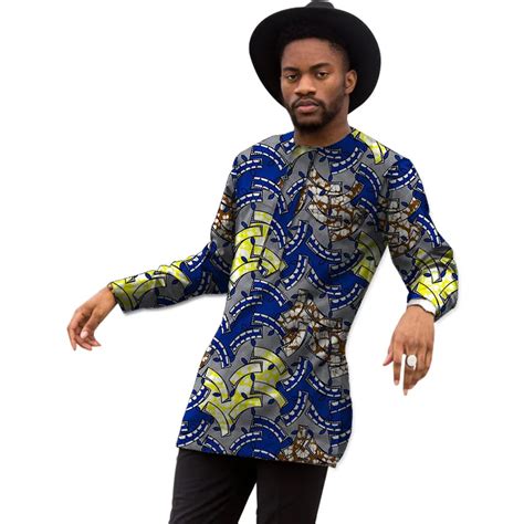 Africa Print Mens Long Sleeve T Shirt Fashion African T Shirt Man