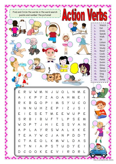 Action Verbs Word Search English Esl Worksheets Pdf Doc