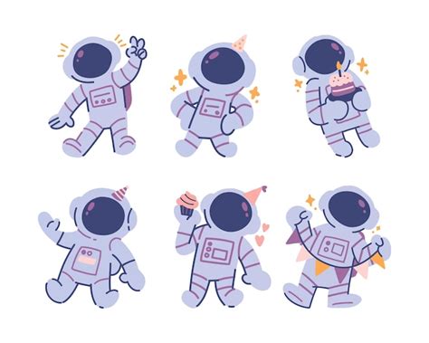 Premium Vector Astronaut Character Set Vector Illustration In A Flat