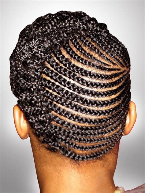 Feed In Cornrow Updo Back View Braids By African